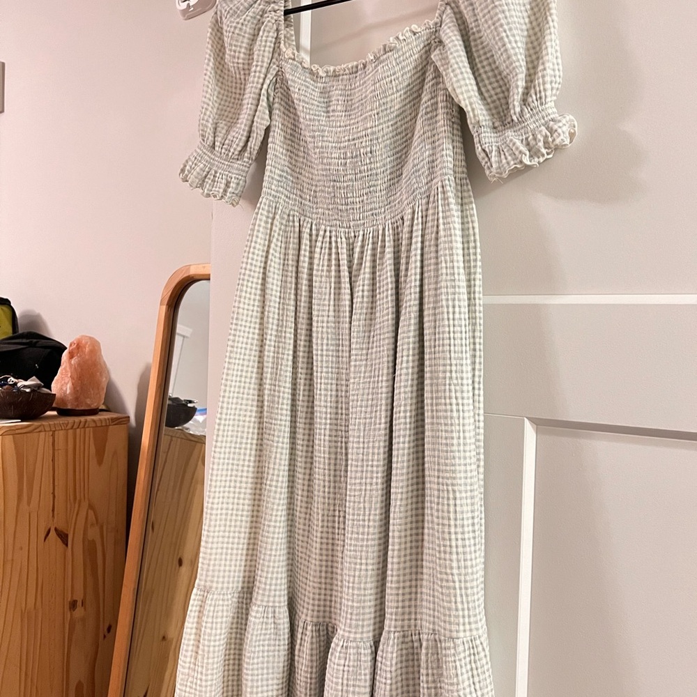 Elegant Green Gingham Dress